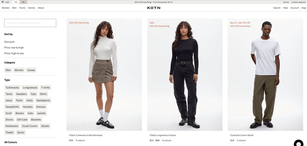 アパレルブランド「Kotn」の事例