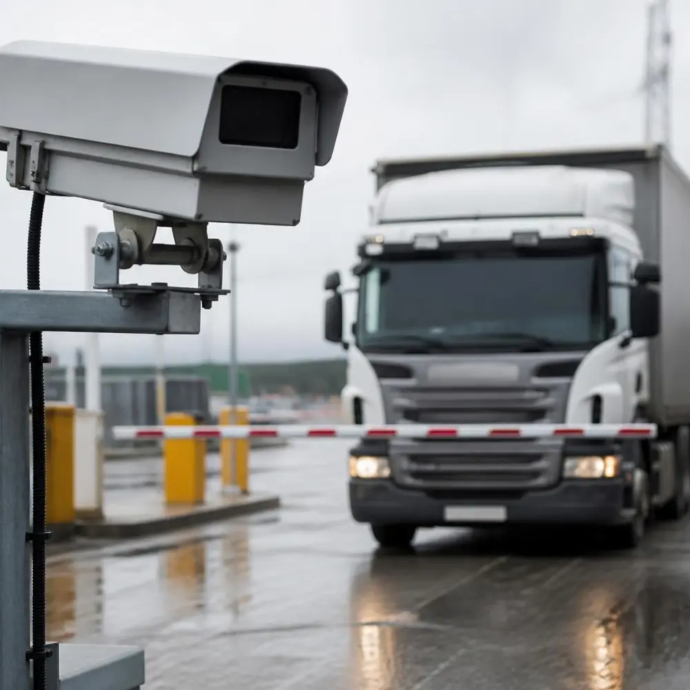 Camera nhận diện biển số xe tải tại barie cổng